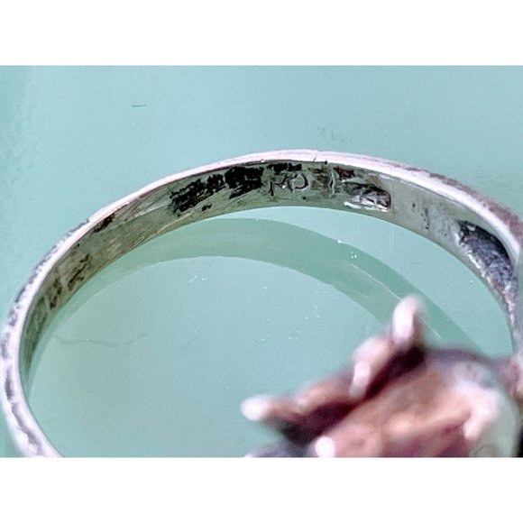 Vintage 925 Silver  Double Dolphin fish Ring Size 8.25 - Picture 9 of 11